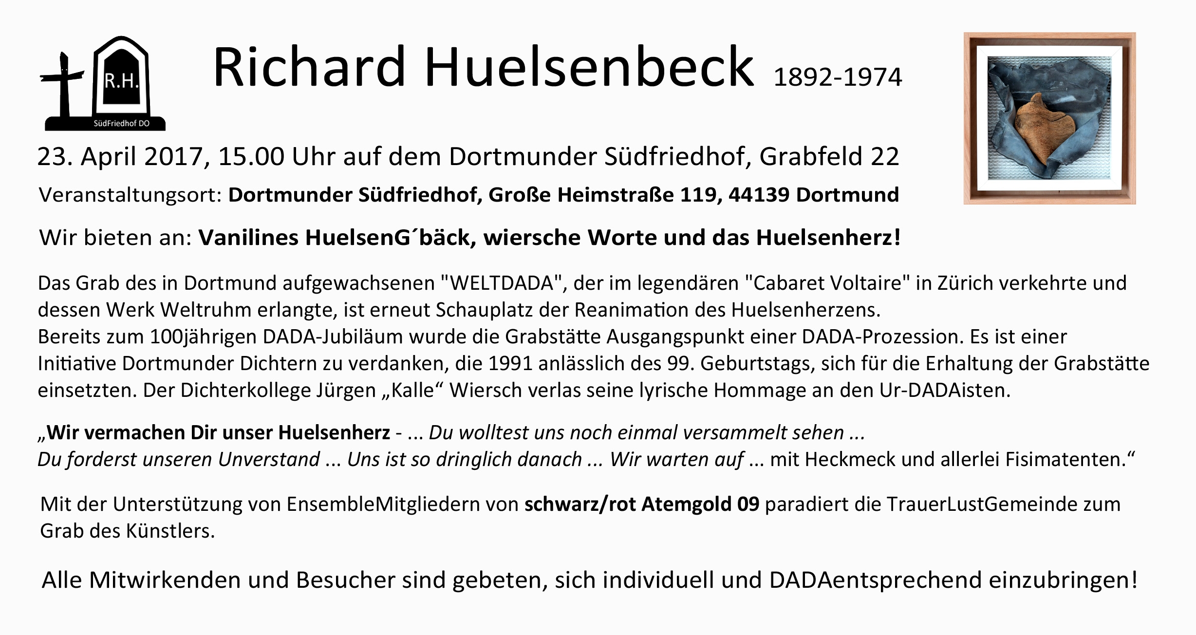 Richard Hülsenbeck zum 125. Geburtstag am Grab